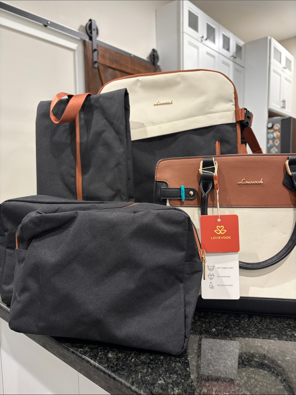 Women’s LOVEVOOK Travel Bag Set with carryon backpack, purse, wallet, &packers.